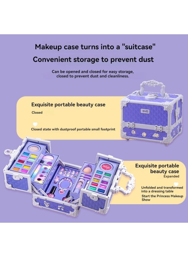 Bukela Kids Makeup Kit, Real Kids Makeup Set Washable Makeup Set Toys for Girls with Portable Make Up Box Including Lipstick, Eye Shadows and So On, Girl Toys for Girls Aged 5 6 7+ Year Old (Purple) - Image 5